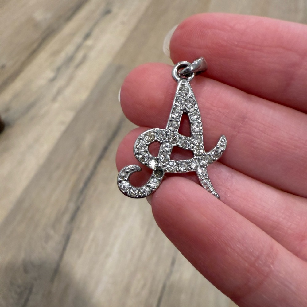Cursive Diamond Encrusted "A" Pendant
